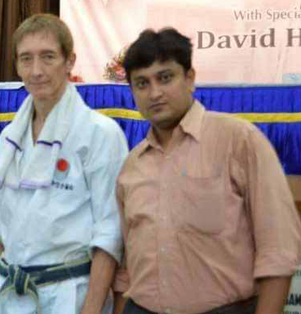 Shihan Ayan Chakraborty with Hanshi Eric Govender 8th Dan from South Africa